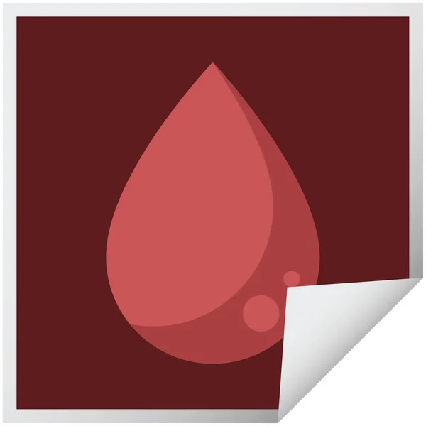 Gota Sangue Gráfico Vetor Ilustração Adesivo Quadrado — Vetor de Stock