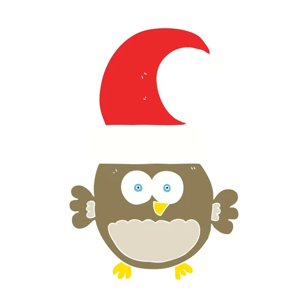 Illustration Couleur Plate Petit Hibou Noël — Image vectorielle