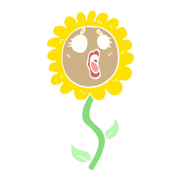 Flache Farbe Illustration Cartoon Schockiert Sonnenblume — Stockvektor