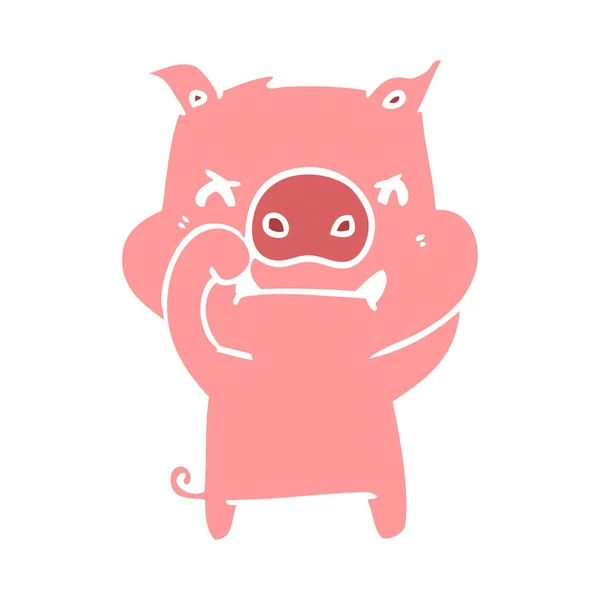 怒っている単色スタイル漫画豚 — ストックベクタ