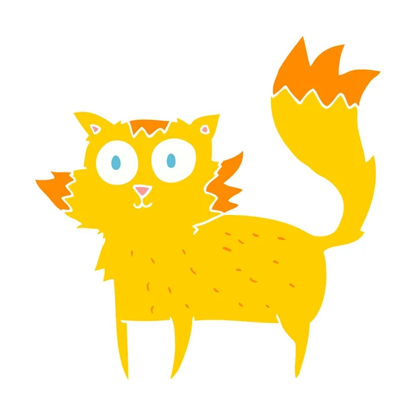 Flat Color Illustration Cat — Stock Vector