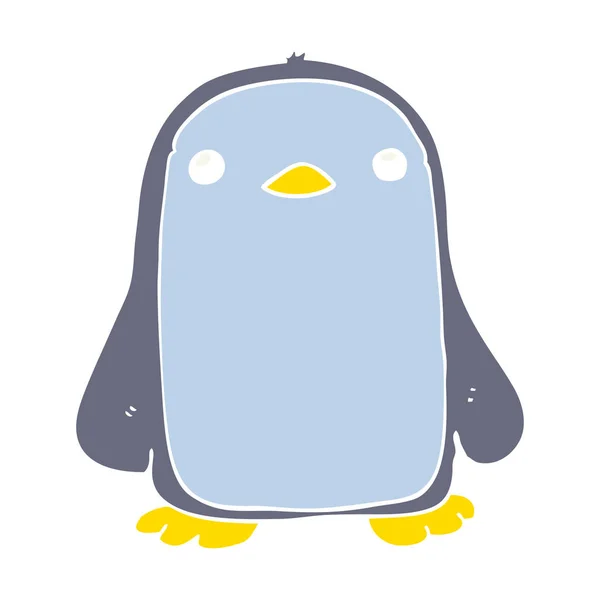 Cute Flat Color Style Cartoon Penguin — Stock Vector