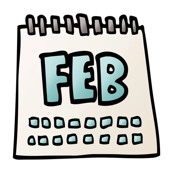 Cartoon Doodle Kalendář Znázorňující Měsíc Únor — Stockový vektor