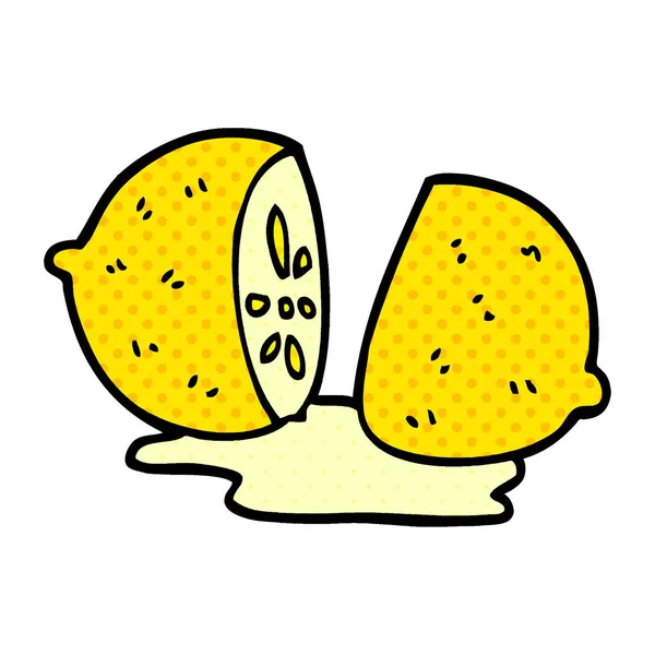 Cartoon Doodle Sliced Lemon — Stock Vector