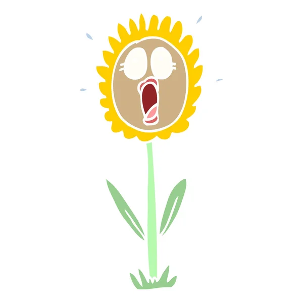 Flache Farbe Illustration Cartoon Schockiert Sonnenblume — Stockvektor