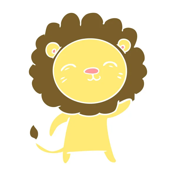 Flat Color Style Cartoon Lion — Stock Vector