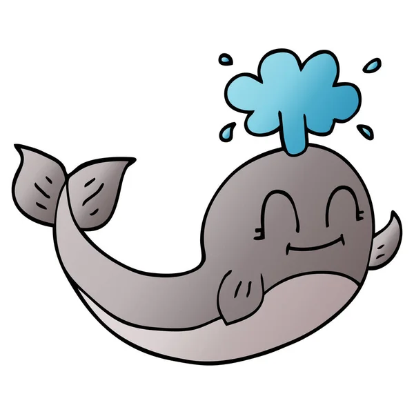 Cartoon Doodle Happy Whale — Stock Vector