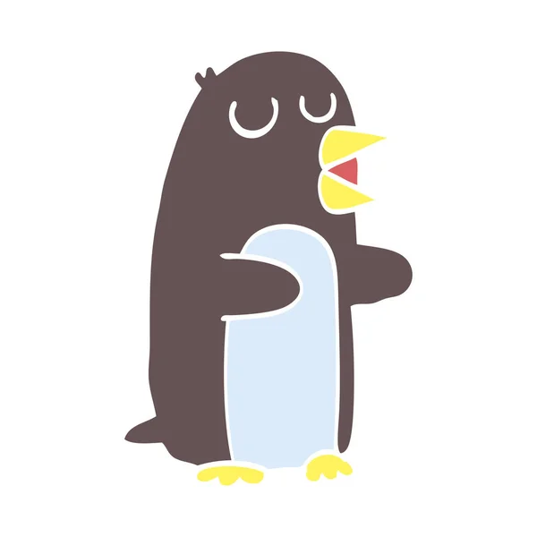 Pinguino Cartone Animato Stile Colore Piatto — Vettoriale Stock