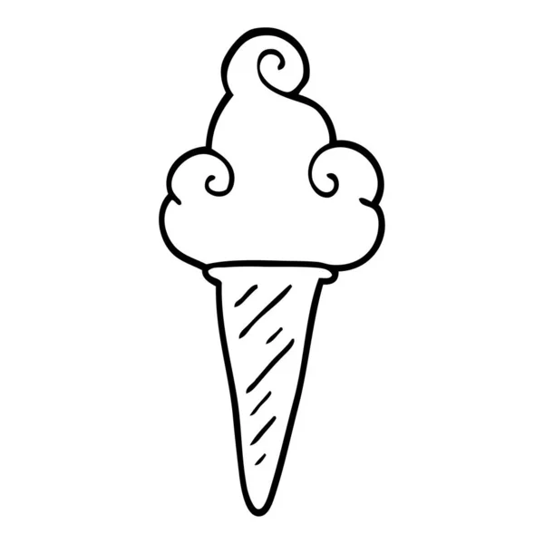 Line Drawing Cartoon Ice Cream — Stock Vector
