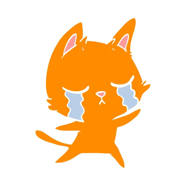 Pleurer Plat Couleur Style Dessin Animé Chat — Image vectorielle