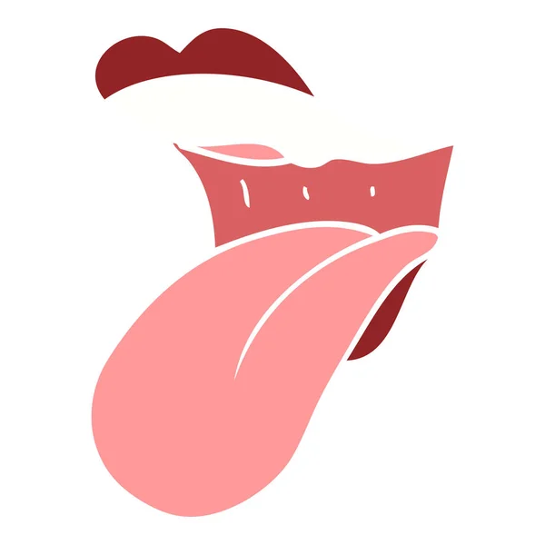 舌を突き出て口のフラット カラー イラスト — ストックベクタ