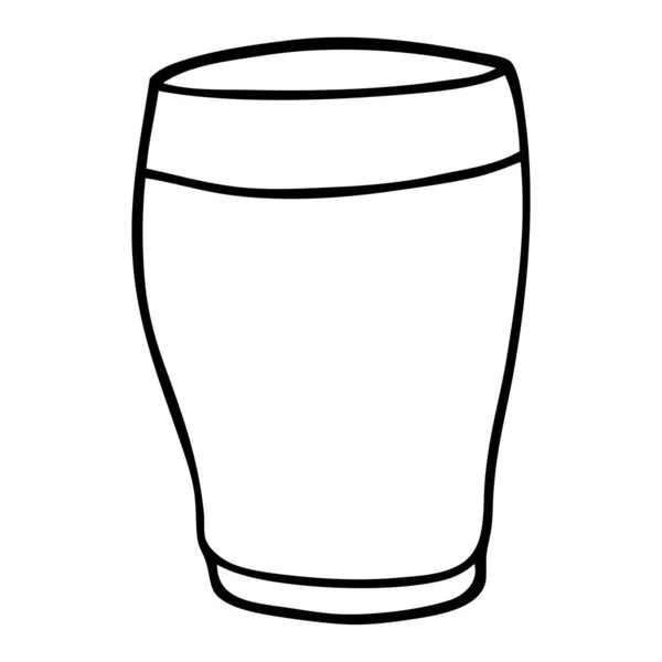牛乳の線画漫画ガラス — ストックベクタ