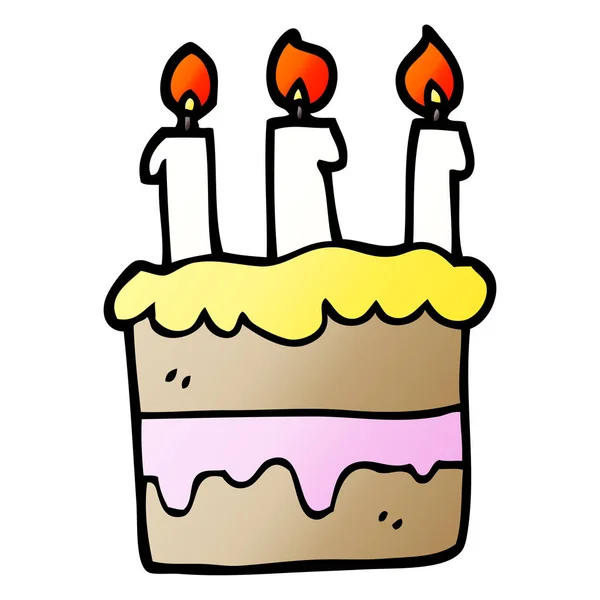 ベクトル グラデーション図漫画の誕生日ケーキ — ストックベクタ