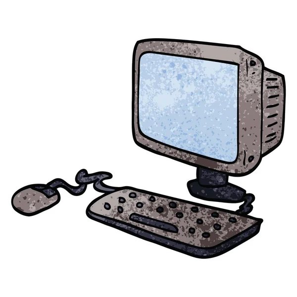 Cartoon Doodle Kantoorcomputer — Stockvector