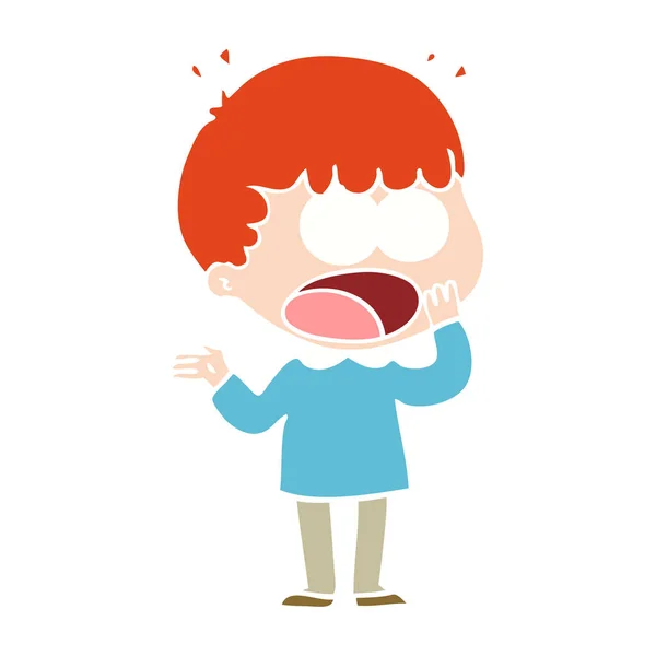 Flat Color Style Cartoon Shocked Man Gasping — Stock Vector