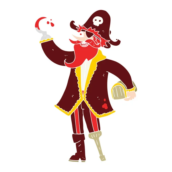 Flat Color Illustration Pirate Captain — Stock Vector