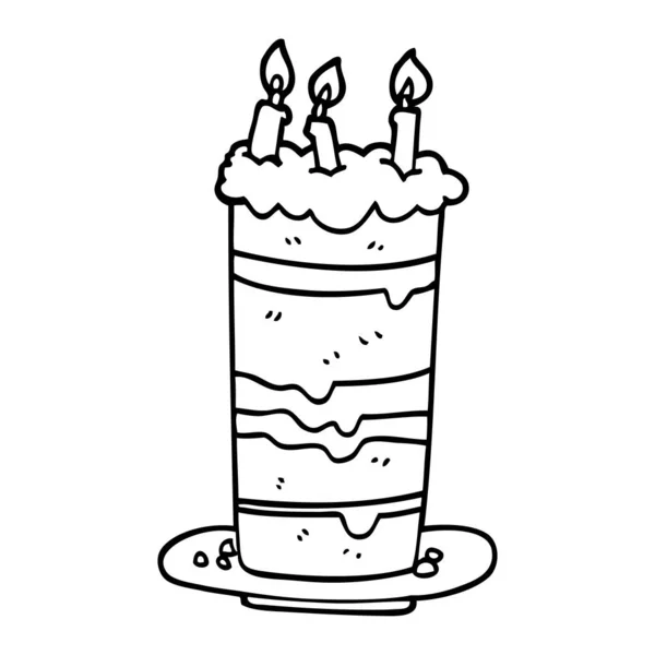 線画漫画誕生日ケーキ — ストックベクタ