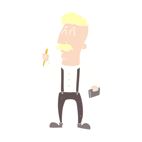 Illustration Couleur Plate Homme Avec Carnet — Image vectorielle
