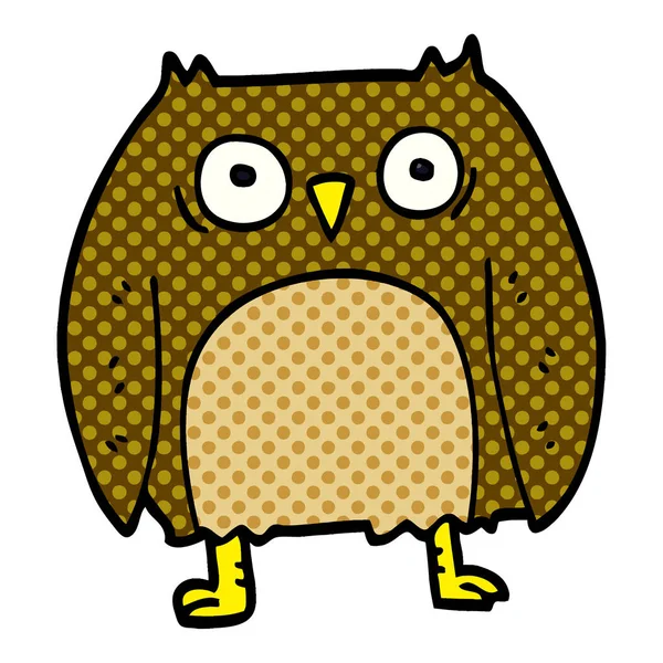 Rolig Tecknad Doodle Owl — Stock vektor