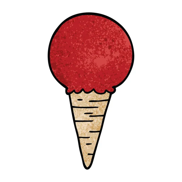 Cartone Animato Cono Gelato Doodle — Vettoriale Stock