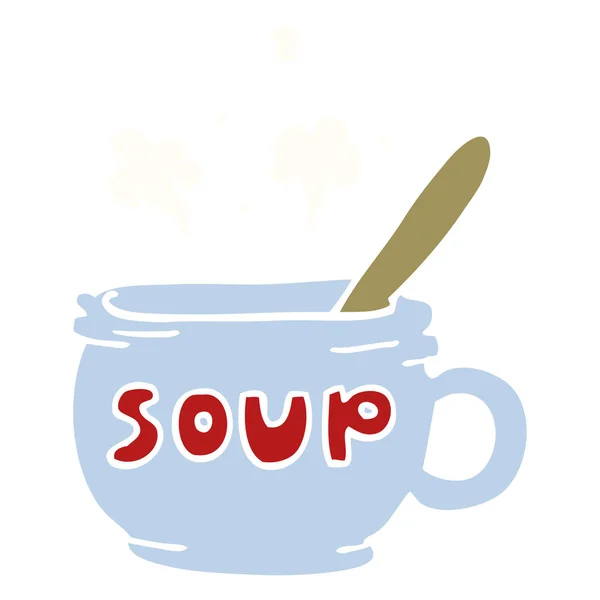 Doodle Desenhos Animados Sopa Quente —  Vetores de Stock