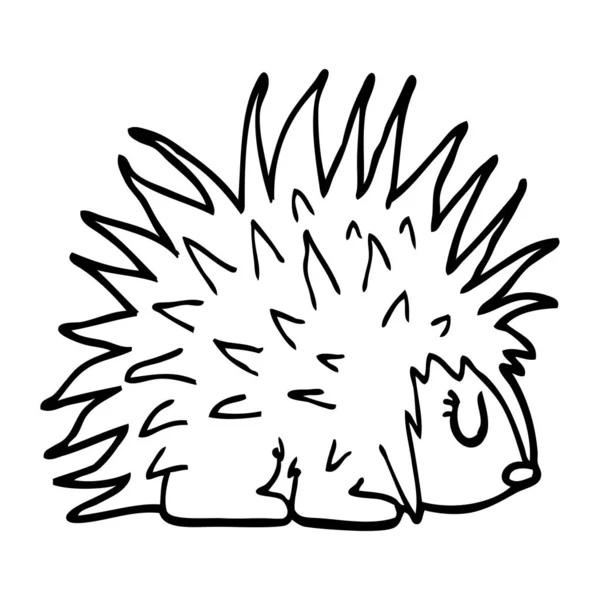 Linha Desenho Cartoon Ouriço Spiky —  Vetores de Stock