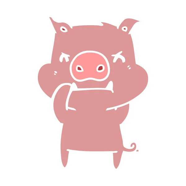 Colere Plat Style Dessin Animé Cochon — Image vectorielle