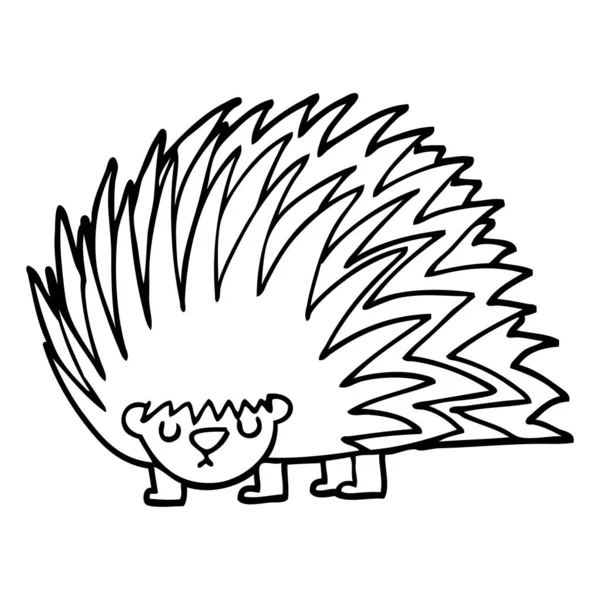 Linha Desenho Cartoon Ouriço Spiky — Vetor de Stock