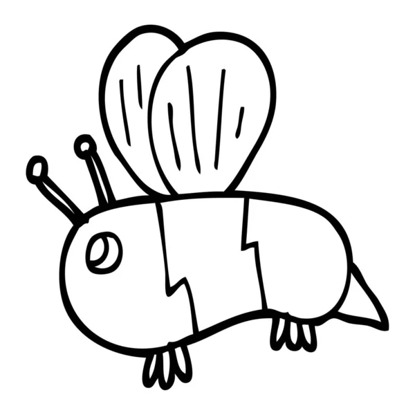 Line Drawing Cartoon Fat Bee — Stock Vector