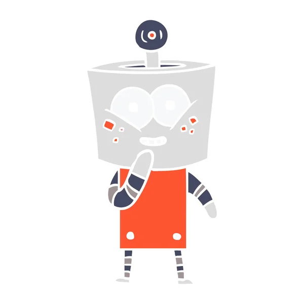 Szczęśliwy Płaski Kolor Stylu Cartoon Robot Chichocząc — Wektor stockowy