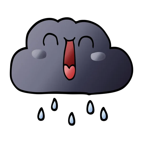 Mutlu Yağmur Bulutu Çizgi Film Doodle — Stok Vektör