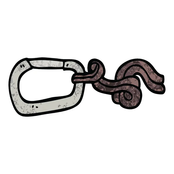 Grunge Textured Illustration Cartoon Clip Rope — Stock Vector