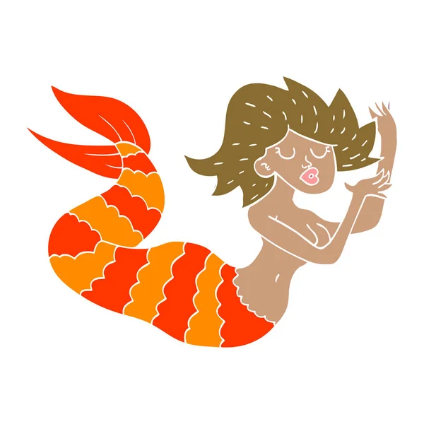 Mořská Panna Žena Doodle Kreslený — Stockový vektor