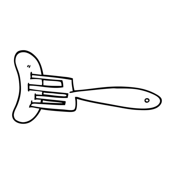 Line Drawing Cartoon Banger Fork — Stock Vector