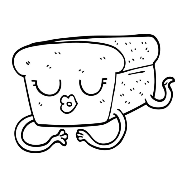 Lijntekening Cartoon Brood — Stockvector