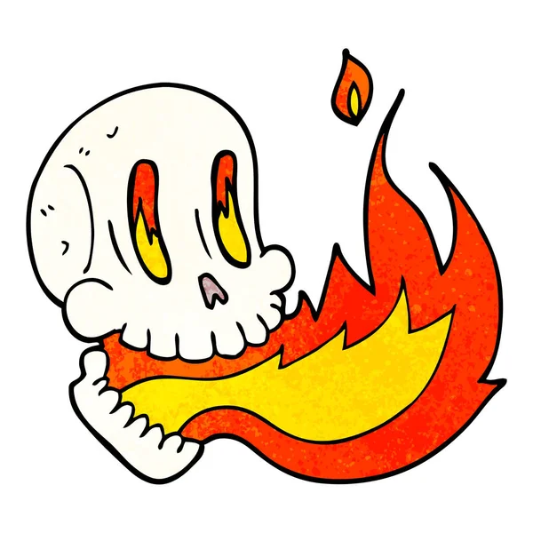 Cartoon Doodle Flaming Skull — Stockvector