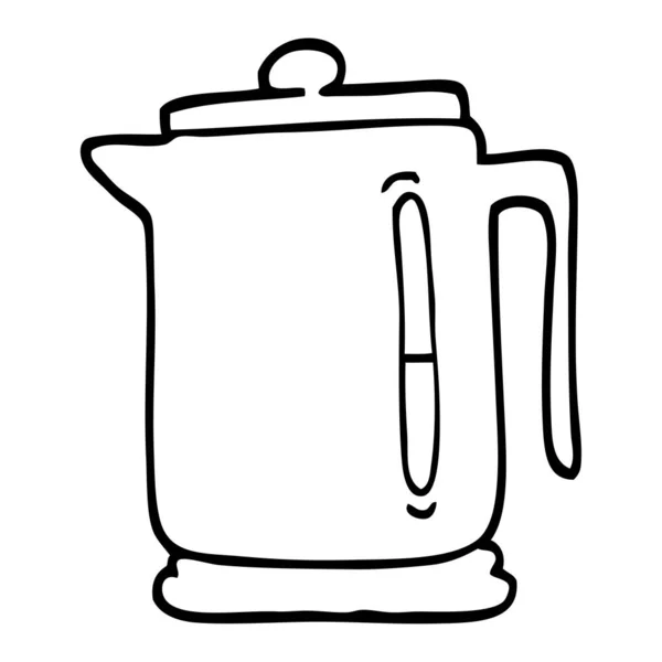 Black White Cartoon Kettle — Stock Vector