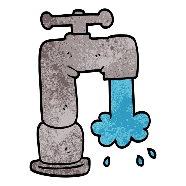 Zeichentrick Doodle Läuft Wasserhahn — Stockvektor