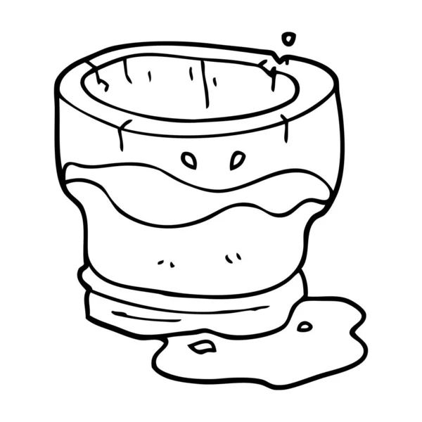 Desenho Linha Desenho Animado Velho Vidro Água —  Vetores de Stock