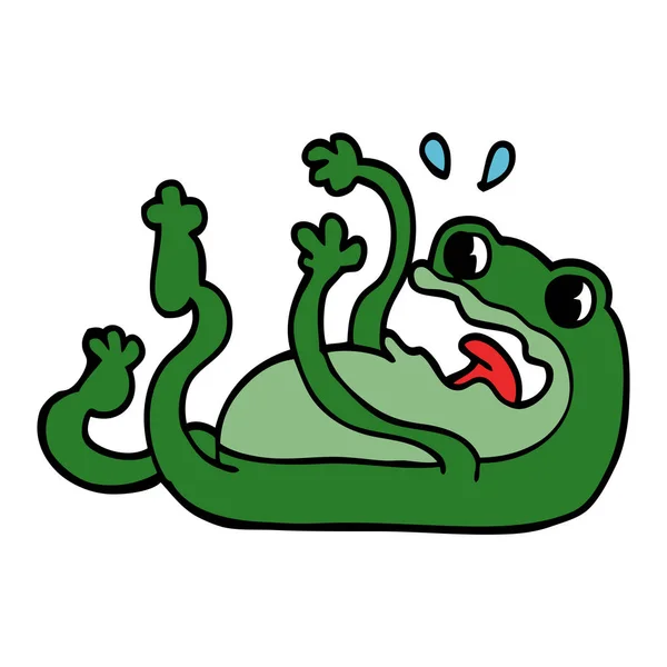 Dibujos Animados Doodle Frog Sobre Fondo Blanco — Vector de stock