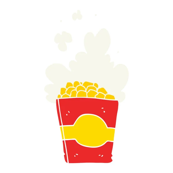 Platt Färg Stil Tecknad Popcorn — Stock vektor