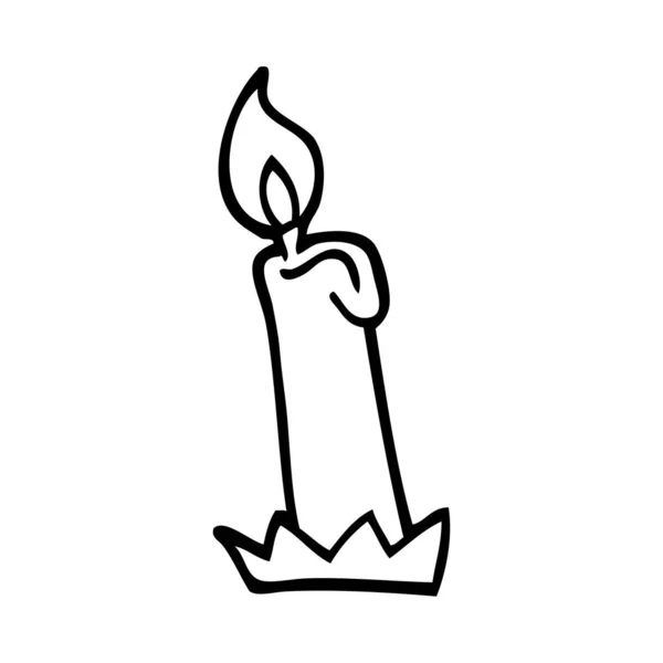Black White Cartoon Birthday Candle — Stock Vector