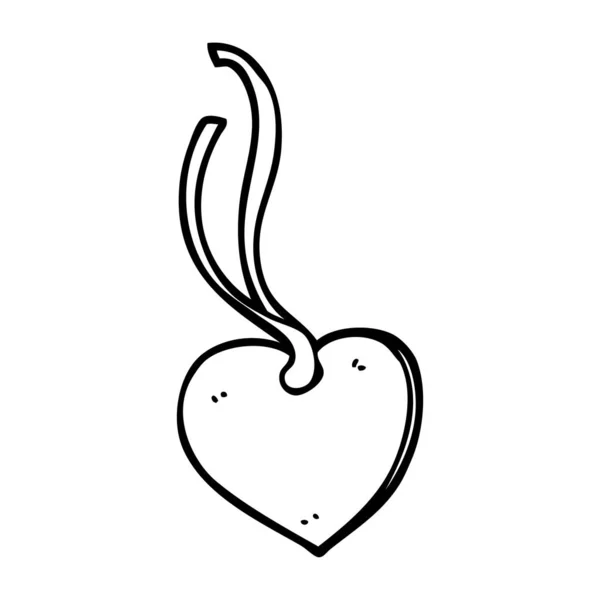 Linea Disegno Cartone Animato Forma Cuore Tag Regalo — Vettoriale Stock