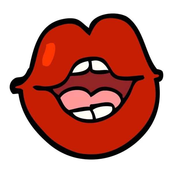 Dessiné Main Style Doodle Lèvres Rouges Dessin Animé — Image vectorielle
