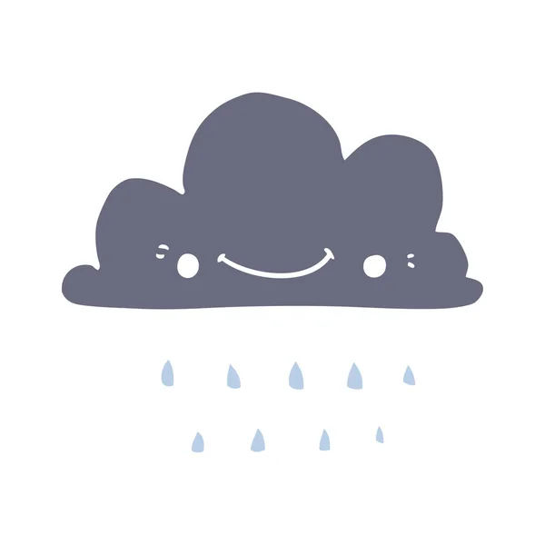 Flat Color Style Cartoon Storm Cloud — Stock Vector