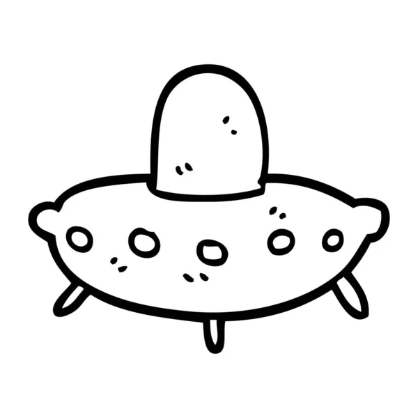 Lijntekening Cartoon Alien Ruimteschip — Stockvector