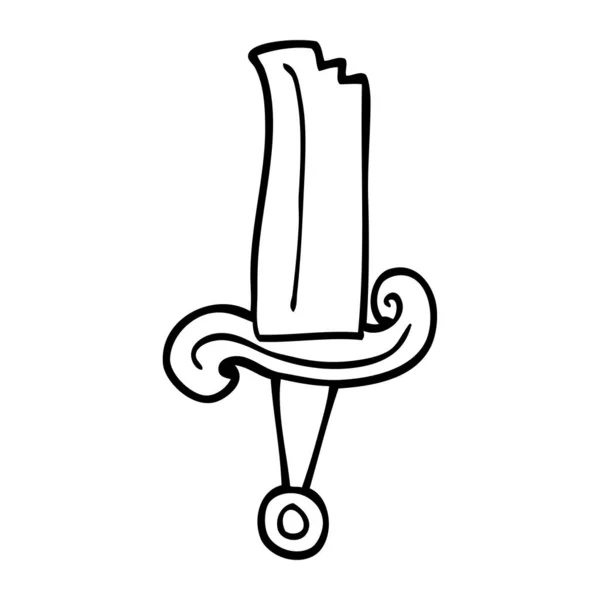 Line Drawing Cartoon Jeweled Sword — Stock Vector