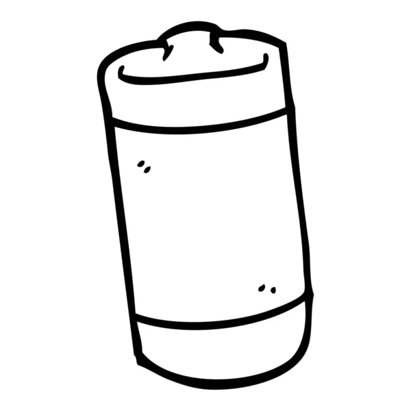 Línea Dibujo Dibujos Animados Batería — Vector de stock