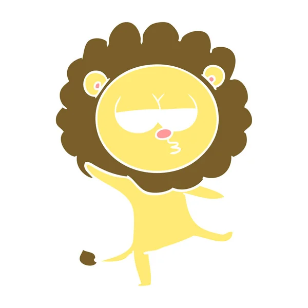 Plat Couleur Style Dessin Animé Danse Lion — Image vectorielle