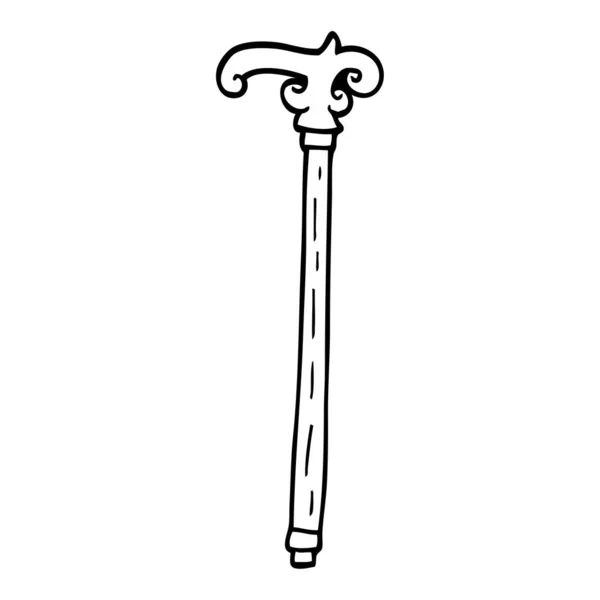 Línea Dibujo Dibujos Animados Bastón — Vector de stock